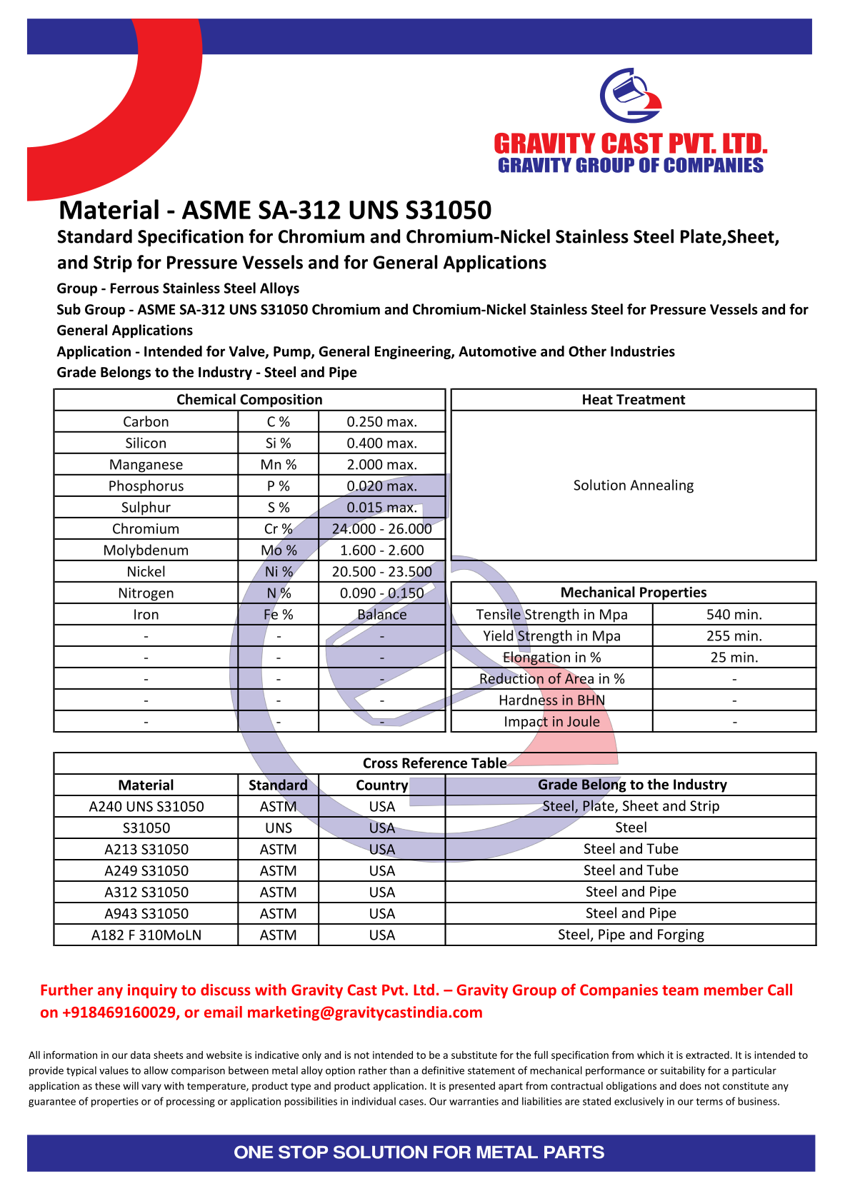 ASME SA-312 UNS S31050.pdf